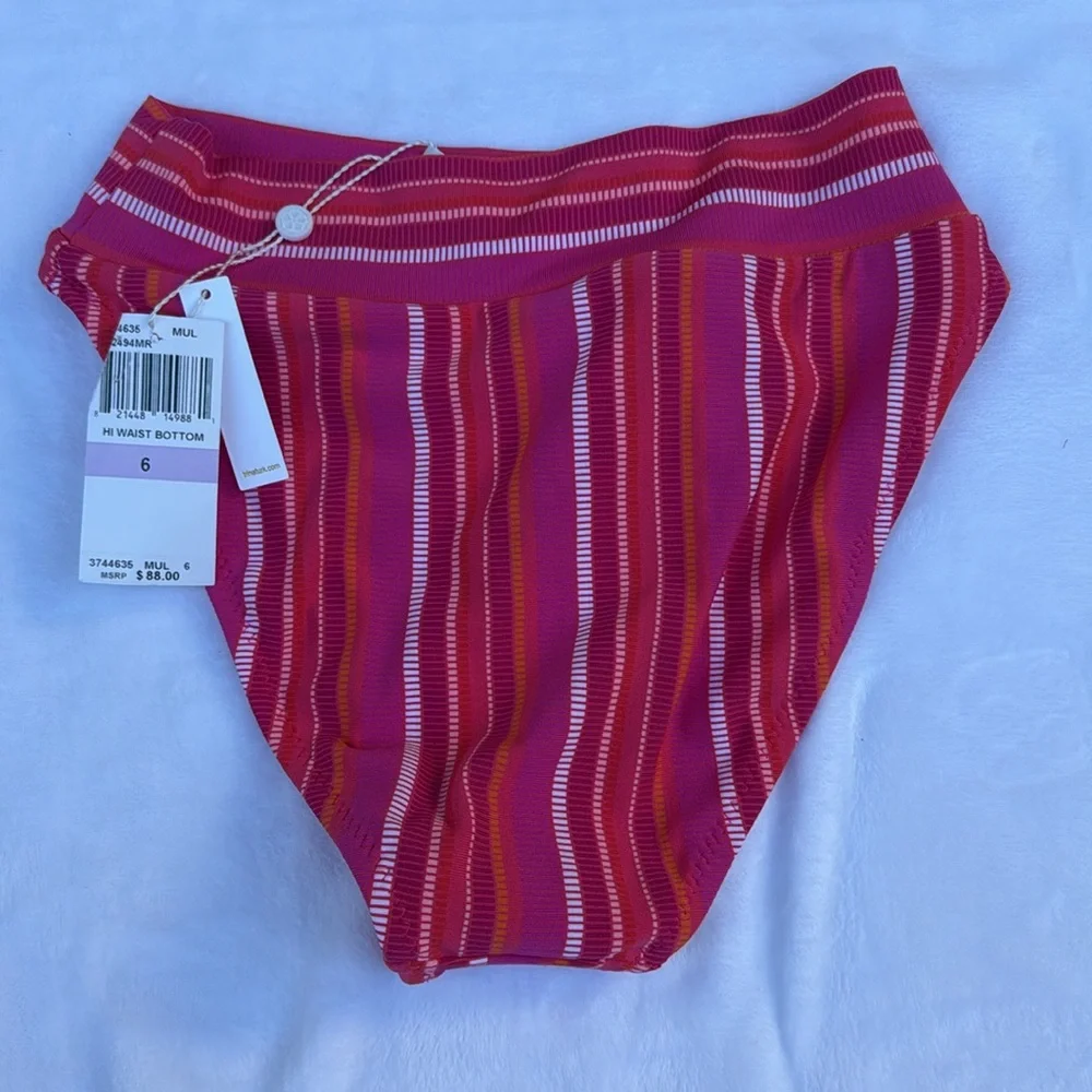 Trina Turk Marai striped high waist bikini bottom